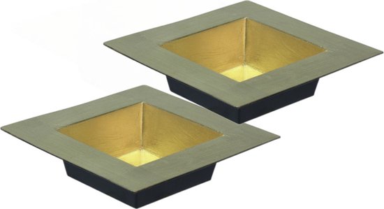 Othmar Decorations dienblad/plateau/tray - 2x - goud - 20 x 20 cm - kunststof