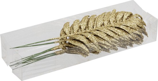 Othmar Decorations kerstdecoratie bladeren 24x-goud 16 cm glitter