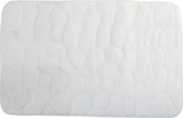 MSV Badkamerkleedje/badmat tapijt - kiezel motief - vloermat - wit - 50 x 80 cm - laagpolig