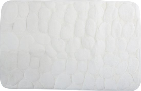 Tapis de salle de bain / tapis de bain MSV - motif galets - tapis de sol - blanc - 50 x 80 cm - poils courts