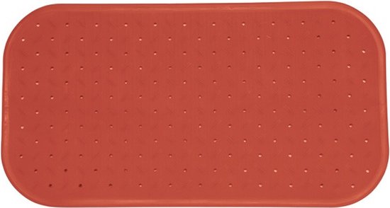 MSV Douche/bad anti-slip mat badkamer - rubber - terracotta - 36 x 65 cm - met zuignappen