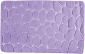 MSV Badkamerkleedje/badmat tapijt - kiezel motief - vloermat - lila paars - 50 x 80 cm - laagpolig