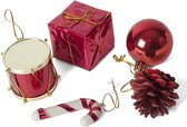 Kleine kersthangers - 40x st - rood - 5 cm - kunststof - kerstornamenten