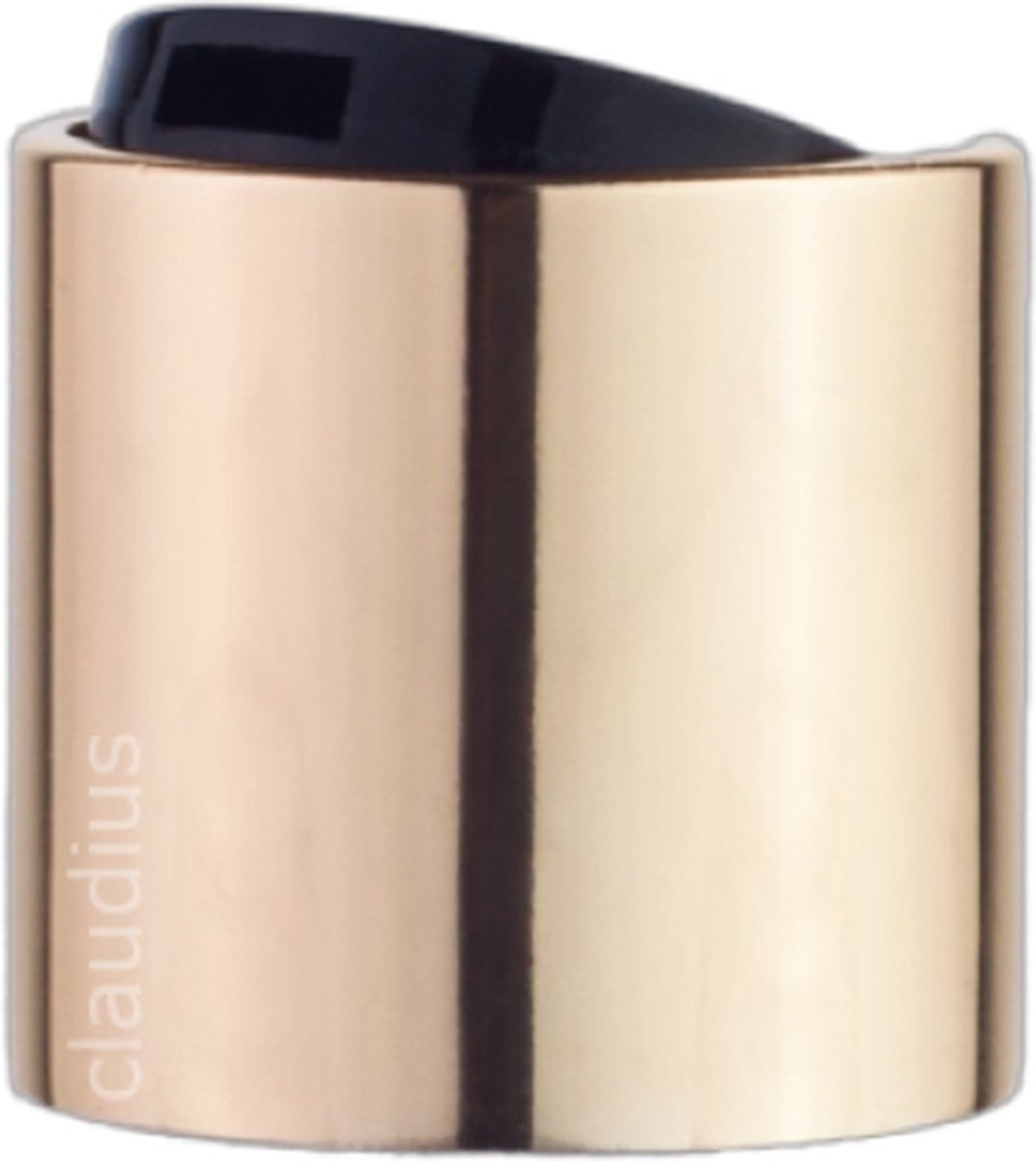 Disctop goud met zwart – klepdop met schijfopening – aluminium sluiting - set van 5 stuks