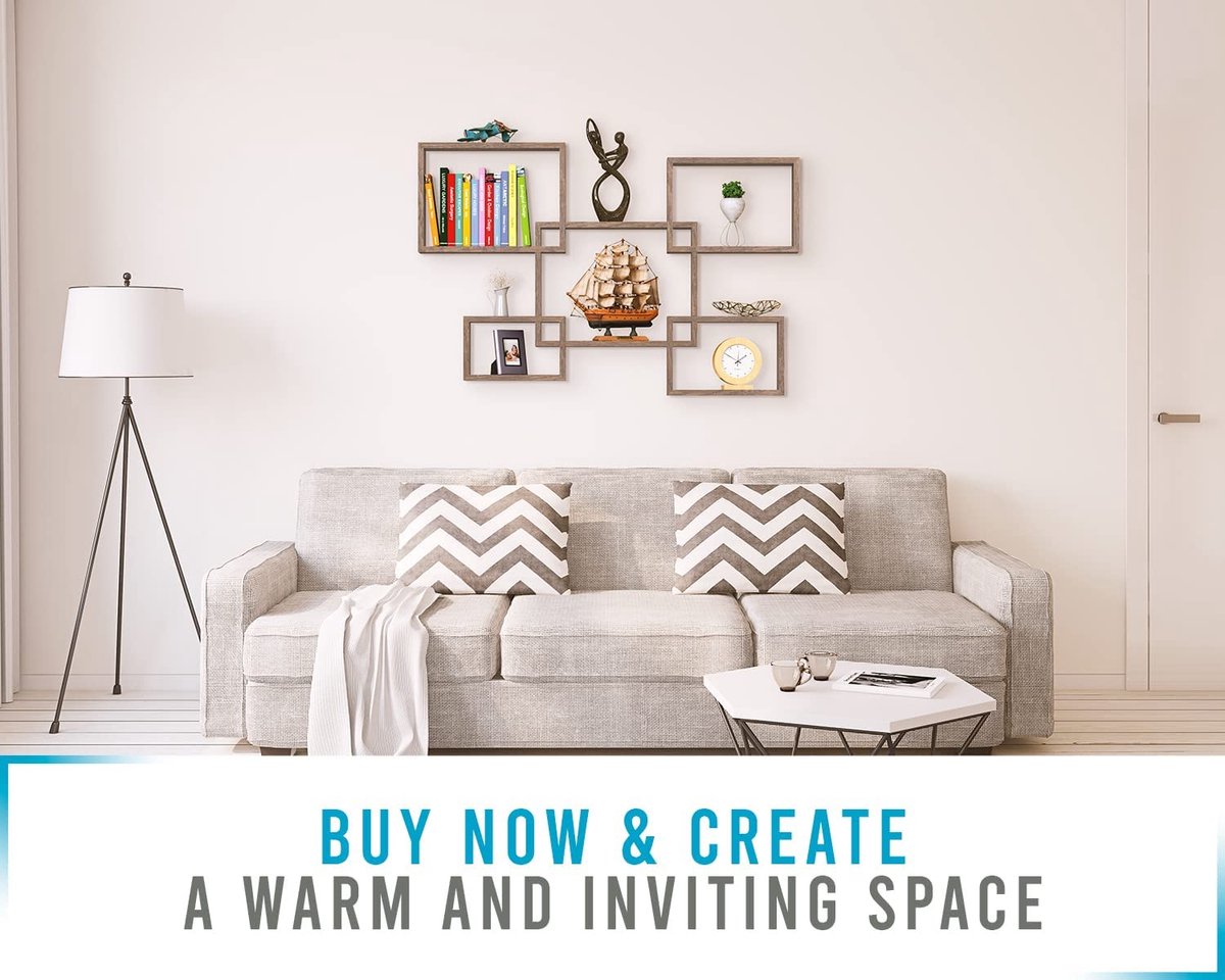 Rustieke vierkante zwevende planken voor wandmontage-Set van 5 ...