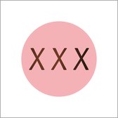 Sticker - "XXX (Kusjes-Zoenen)" - Etiketten - 39mm Rond - Roze/Zwart - 500 Stuks