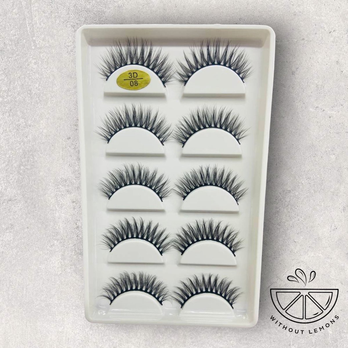 Goedkoopste Without Lemons 3D wimpers 3D08 - 5 paar - Natuurlijke kunst wimpers - Nep wimpers - Valse wimpers - Zwart - wimper extension - Stijlvol - Fake eyelashes - natuurlijk - stijvol - make up - 15cm