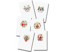 Pako compleet borduurpakket - zes kerstkaarten omzelf te borduren - 203.200 - voorgesorteerd garen - kruissteek - Aida - DIY kit