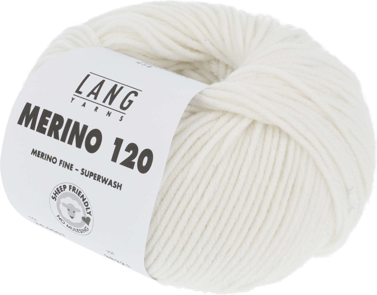 Lang Yarns Merino 120 - 01 wit - Merinowol Garen