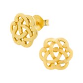 Zilveren oorbellen | Oorstekers | Gold plated oorstekers, opengewerkte bloemvorm