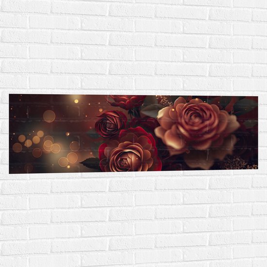 Muursticker - Magisch Rood Bloemenboeket - 120x40 cm Foto op Muursticker