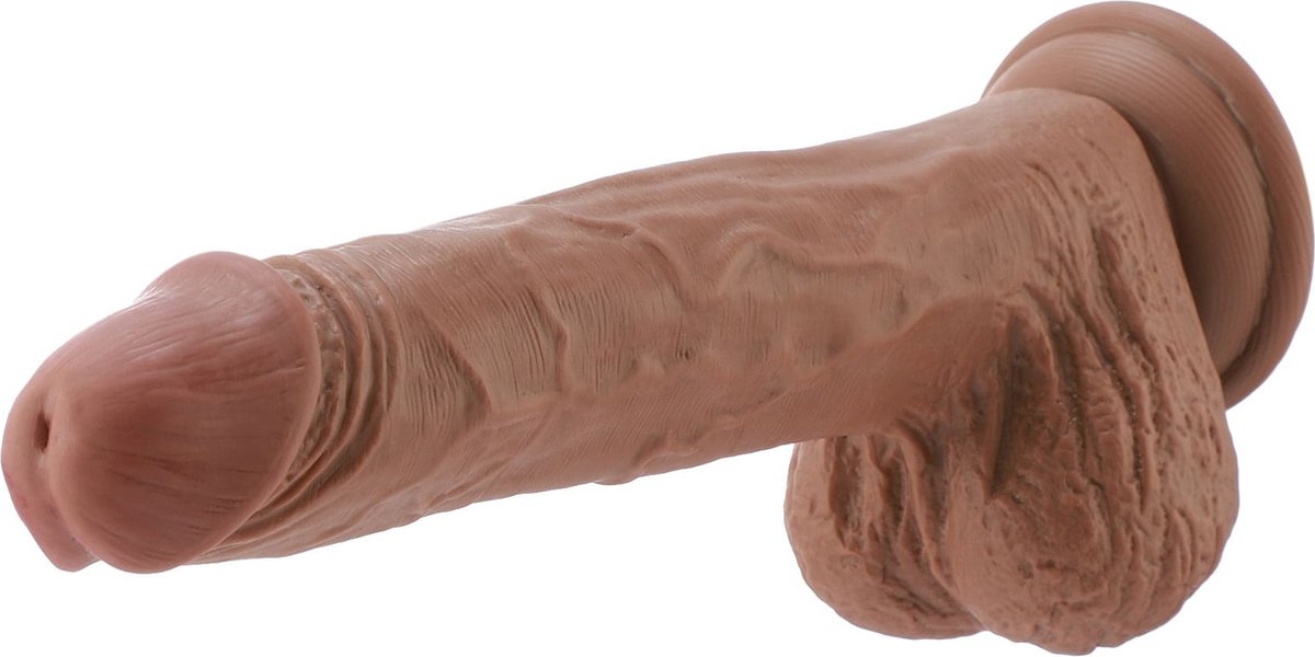 Goedkoopste Dildo EZfunLok voor Auxfun Plus Seksmachine Bruin 26 cm