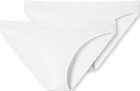 SCHIESSER 95/5 slips (pack de 2) - mini coton bio femme blanc - Taille : 36