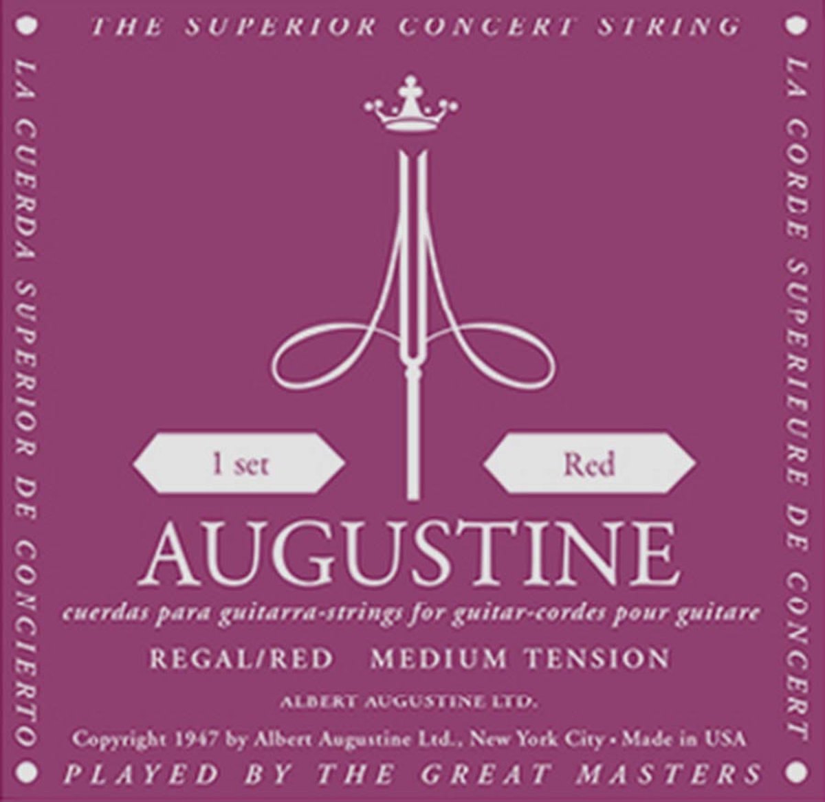 Augustine AU-RERD Red snaren set classic, high tension trebles & medium tension basses