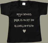 Bonus Papa T-Shirt-cadeautje voor bonus papa-Mijn bonus papa is echt de allerliefste-Maat 122/128