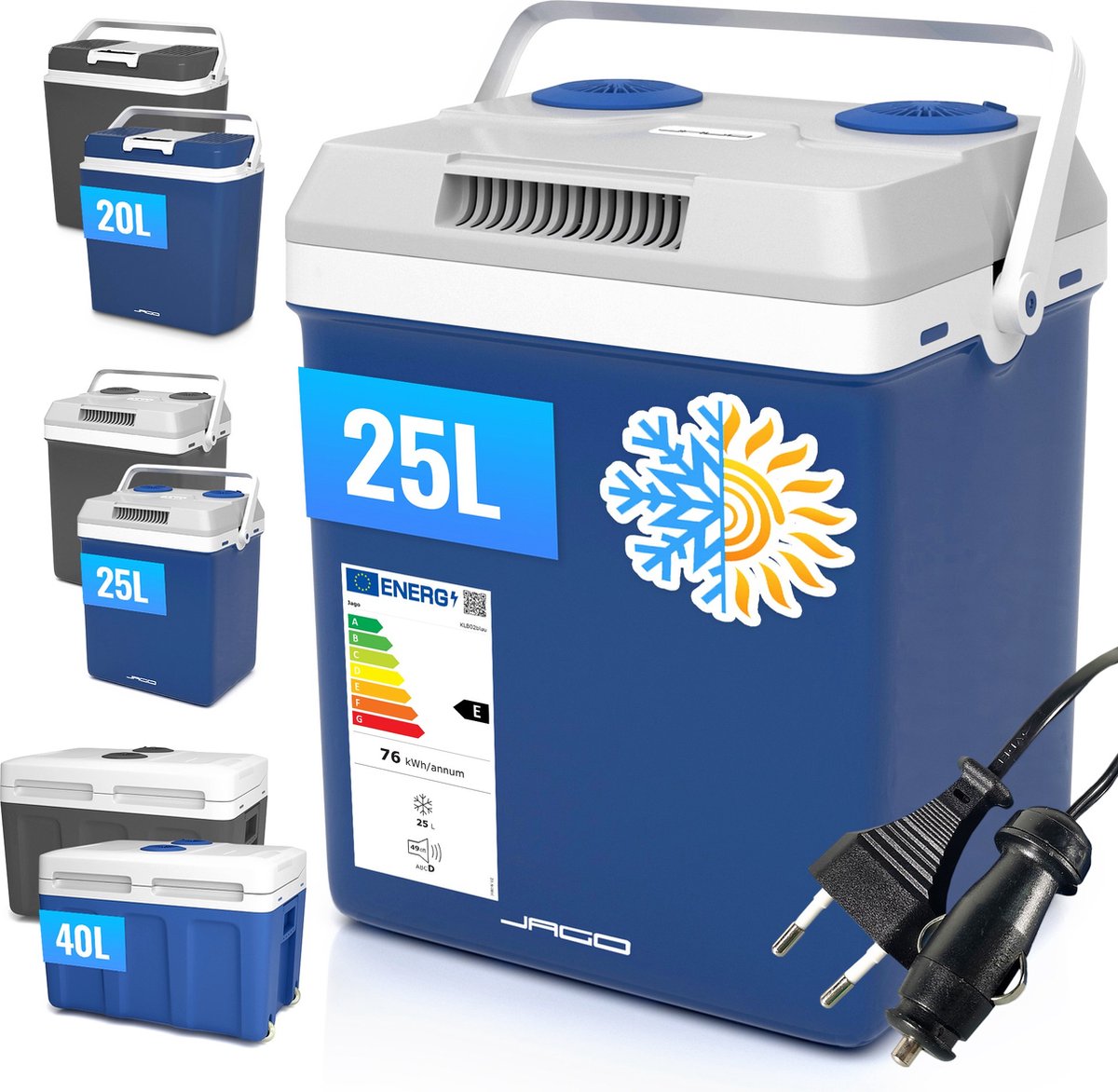 Koelbox Elektrisch - Verkoelen en Verwarmen - 12V en 230V - Blauw - 25 Liter