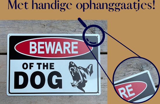 Homeson Plaque murale Méfiez-vous du chien - Méfiez-vous du chien - Ici je regarde