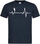Grappig T-shirt - hartslag - heartbeat - vissen - maat L