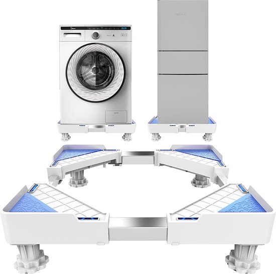 Wasmachine Verhoger - Verstelbaar in lengte, breedte en hoogte - Universele Verhoging voor Wasmachine, Droger, Koelkast en Vriezer - Anti Vibratie Dempers - Max 300kg