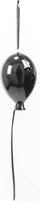 Housevitamin Ballonhanger- Glas - Zwart -M - 6,5x10,5cm - Ballon Ornament Decoratie