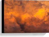 Canvas - Oranje Gloed van Zon over de Wolken - 40x30 cm Foto op Canvas Schilderij (Wanddecoratie op Canvas)