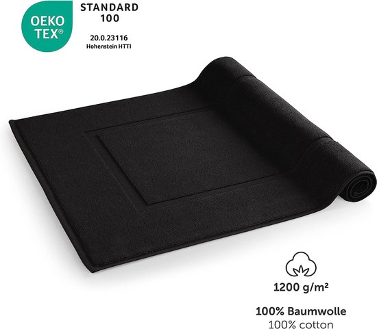 Blumtal badmat, badmat - zachte douchemat, 100% katoen, Oeko-Tex gecertificeerd, 51x79 cm, zwart