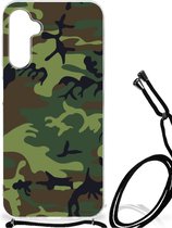 Smartphone hoesje Geschikt voor Samsung Galaxy A14 5G Anti-shock Hoesje met foto met transparante rand Camouflage