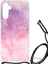 Smartphone hoesje Geschikt voor Samsung Galaxy A14 5G Stevige Telefoonhoesje met transparante rand Pink Purple Paint