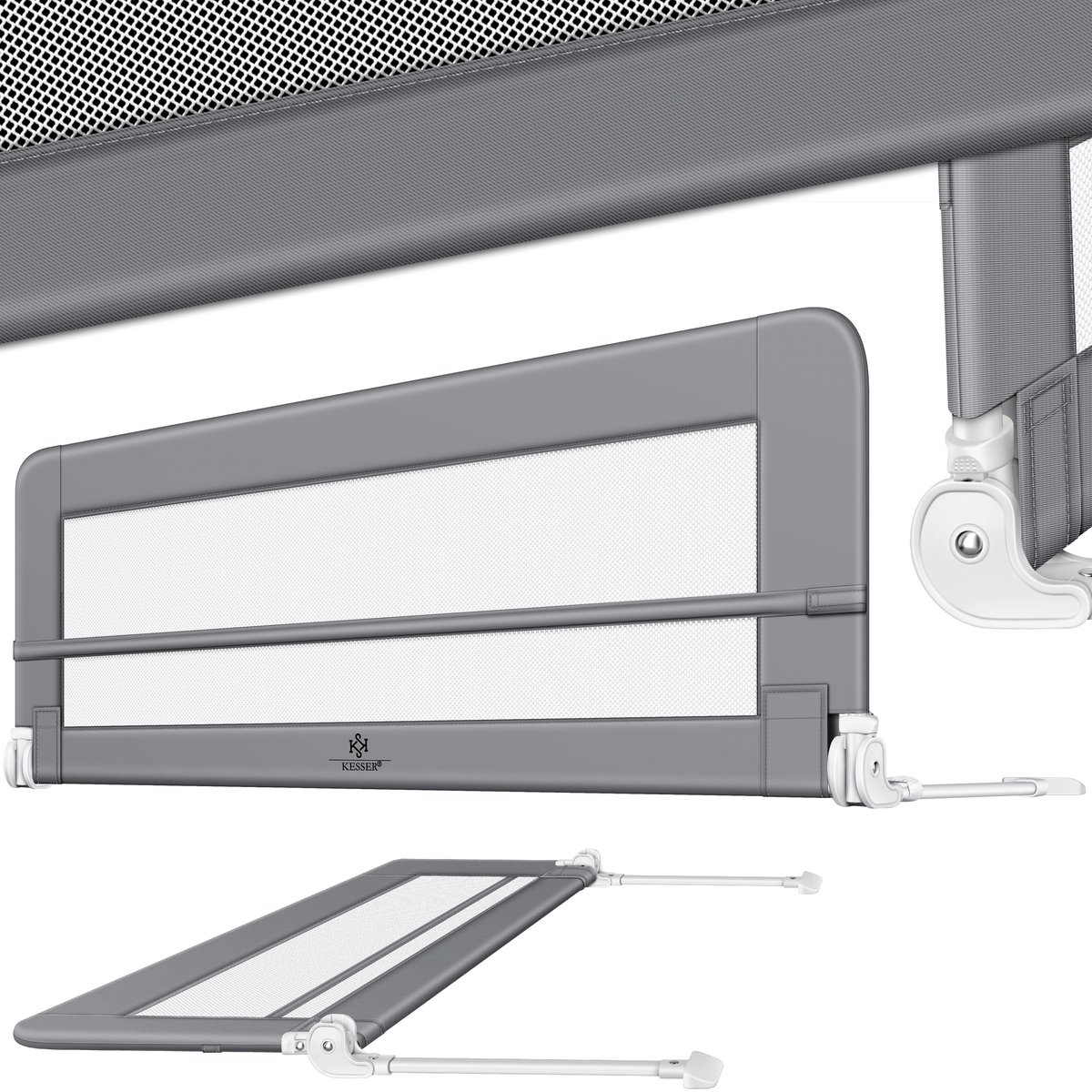 KESSER® bedhekje - Kinderbedhek - Bedhek - Babybedhek Valbeveiligingsbed voor Bed & boxspring - 100 cm, Lichtgrijs