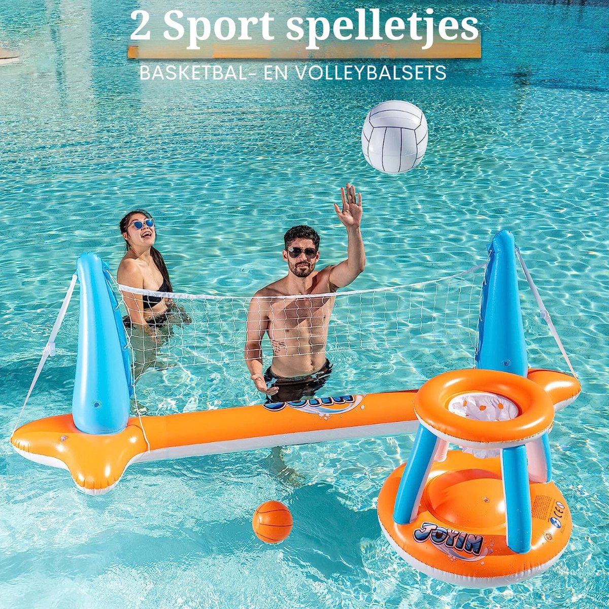 COSTWAY Volleybalnet voor buiten, 9,5 x 1 m, volleybalnet, in hoogte verstelbaar, met standaard, volleybal, hamer, pomp en draagtas, draagbare beachvolleybal voor tuin, strand, achtertuin (geel