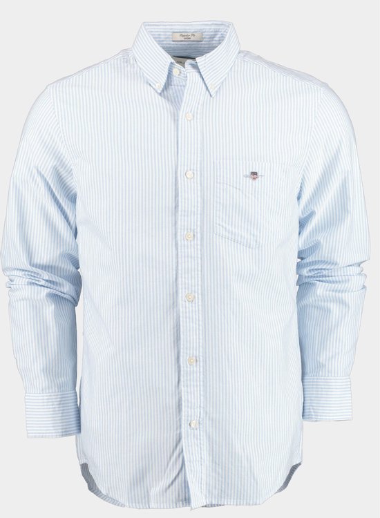 Gant - Casual Overhemd Oxford Streep Lichtblauw - Heren - Maat XL - Regular-fit