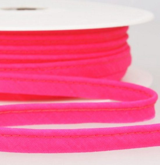 Paspelband 1 meter 10mm fluo roze - dépassant voor afwerking