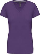T-shirt Dames XXL Kariban V-hals Korte mouw Purple 100% Katoen