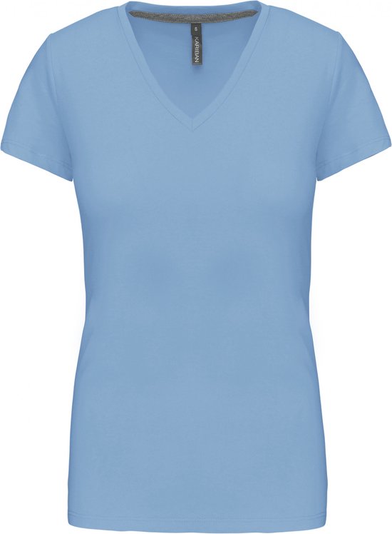 T-shirt Vrouwen Kariban V-hals Korte mouw Sky Blue Katoen
