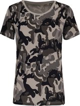 T-shirt Dames M Kariban Ronde hals Korte mouw Grey Camouflage 100% Katoen