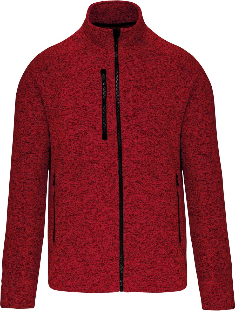 Kariban Heather herenvest met rits K9106 Melange Rood