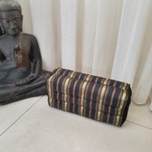 Yoga blok - Traditionele Thaise Kapok Yoga Ondersteuning Blok Kussen - Meditatie Kussen rechthoek - 35x15x10cm - Silklook-zwart/goud
