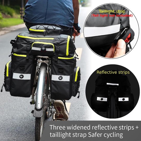 Sacoche Vélo Rhinowalk 3 En 1 - Avec Housse De Pluie - Multifonction Pour Porte-bagages Arrière
