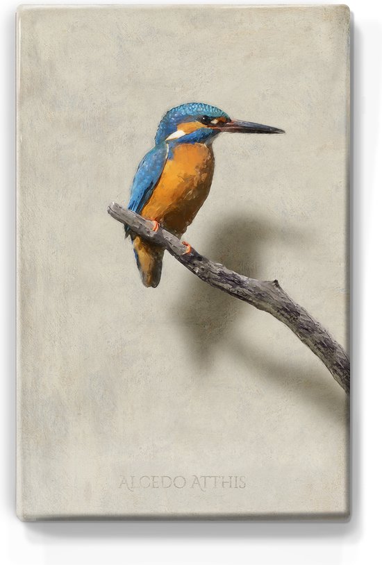 Kingfisher - Mini Laqueprint - 9,6 x 14,6 cm - Indiscernable de la vraie peinture peinte à la main sur bois - Plus belle qu'une impression sur toile.