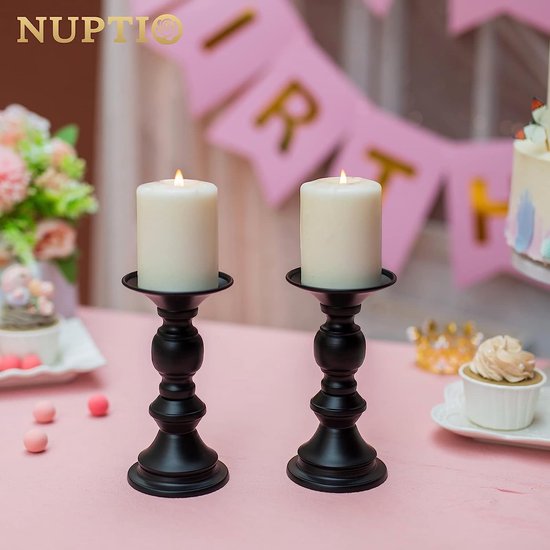 Nuptio 2 Stukken Kandelaars voor Stompkaarsen, Zwarte Kandelaar voor  Kaarsen Van 5cm... | bol.com