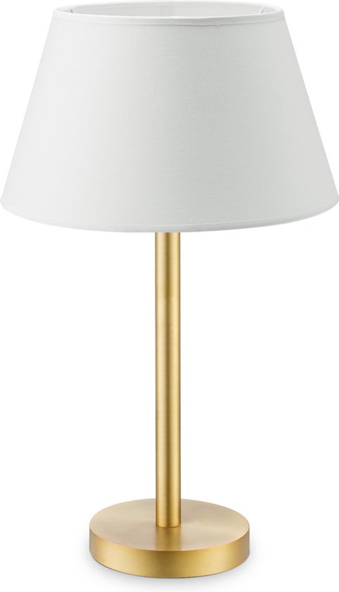 Home Sweet Home tafellamp Largo - tafellamp Stick rond mat brons inclusief lampenkap - lampenkap 30/20/17cm - tafellamp hoogte 38 cm - geschikt voor E27 LED lamp - messing/wit