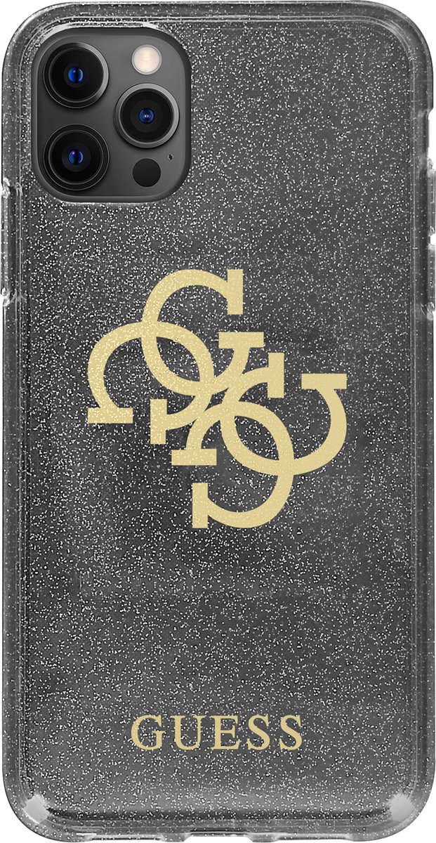 Guess Glitters Backcase iPhone 13 Pro hoesje Zwart