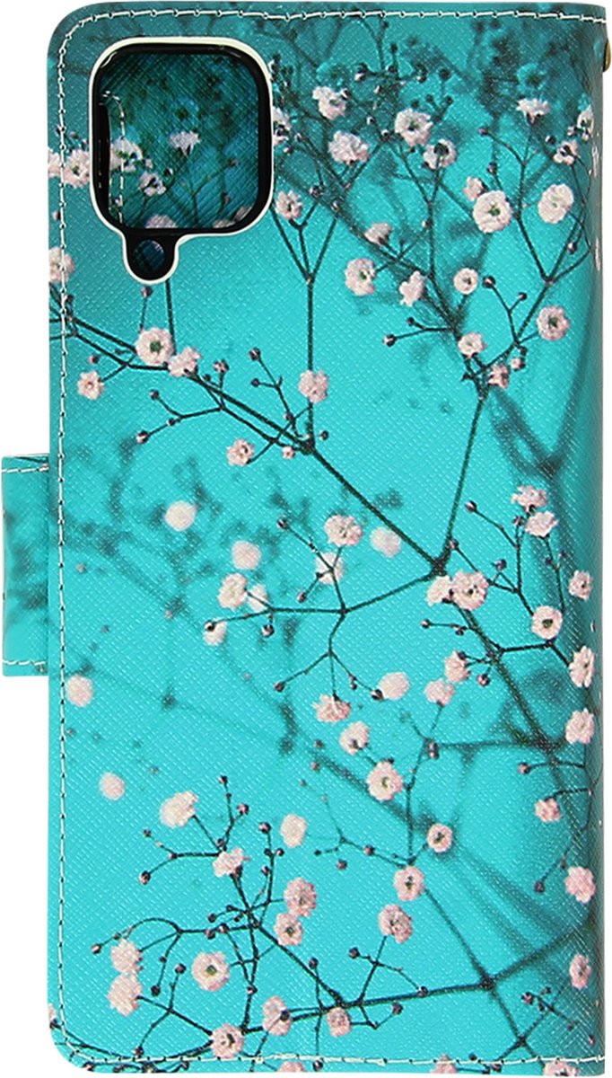 Hoes Geschikt voor Samsung Galaxy A12 Multi-Compartiment Stand-Functie Kleine Bloemen