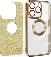 Protecam Spark Series afneembare glitterhoes Geschikt voor Apple iPhone 14 Pro Max Goud