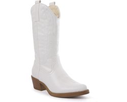 Smile Favorites® Dames Cowboylaarzen met Hak - Wit - Imitatieleer - Maat 39 -