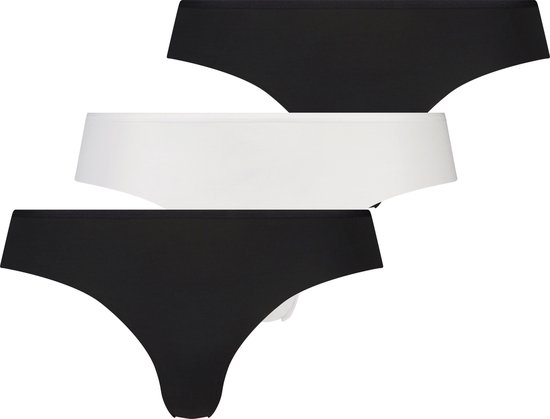 Hunkemöller Lot de 3 sous-vêtements pour femme en dentelle brésilienne invisible - Zwart - Taille M