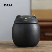 ISARA Luxueuze Mini Urn Hond Kat Vogel – Poezenurn – Keramiek – Urnen – Urn Voor Dieren – Urn Hond Overleden – Urn Kat – 130 ML – Zwart