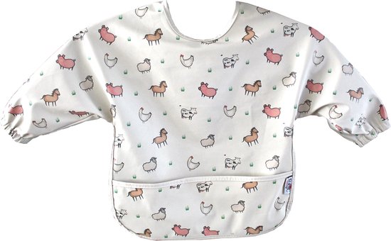 RubyC Slab met Mouwen (6 tot 12 maanden) Kinderboerderij Dieren - Waterproof Slabbetje - Baby - Kind - Schort