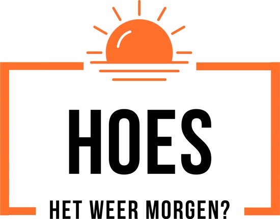 Oranje logo met zon en de tekst HOES HET WEER MORGEN?