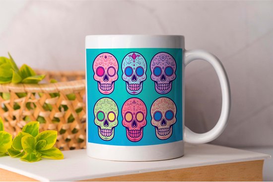 Foto: Mok colorfull skullart skulllove skulllovers gift cadeau skulllife skulldesign skullphotography skullartists skullinspired